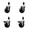 Service Caster 4'' Phenolic Wheel Swivel 1-3/8'' Expanding Stem Caster Set 2 Brakes, 4PK SCC-EX20S414-PHR-2-PLB-2-138 - alternate 1